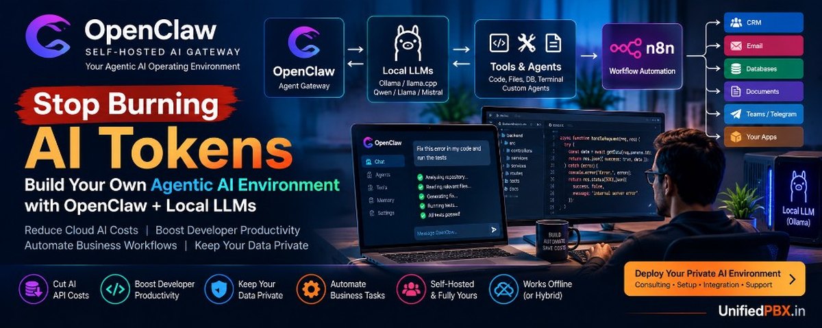 Stop Burning AI Tokens — OpenClaw self-hosted agent gateway with local LLMs, coding tools, and n8n workflow automation