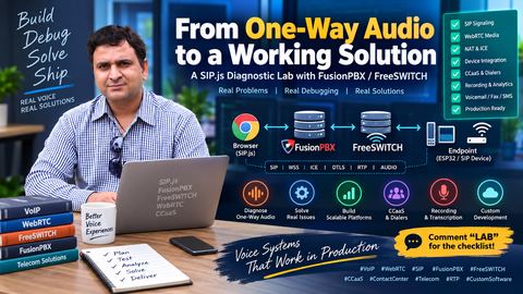 From broken WebRTC calls to a reusable SIP lab: how we debug real FusionPBX / CCaaS voice paths