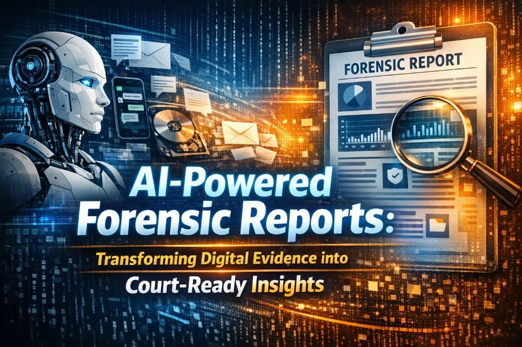 AI-powered forensic reports transforming digital evidence into detailed analysis insights