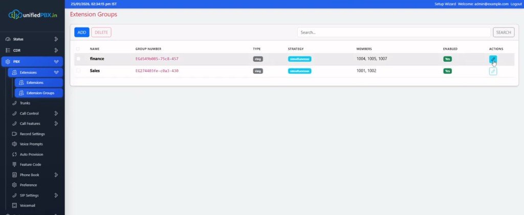 Extension Groups finance and Sales with ring strategy and member extensions