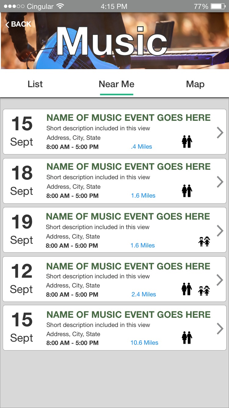 Mobile music events near me sorted by distance