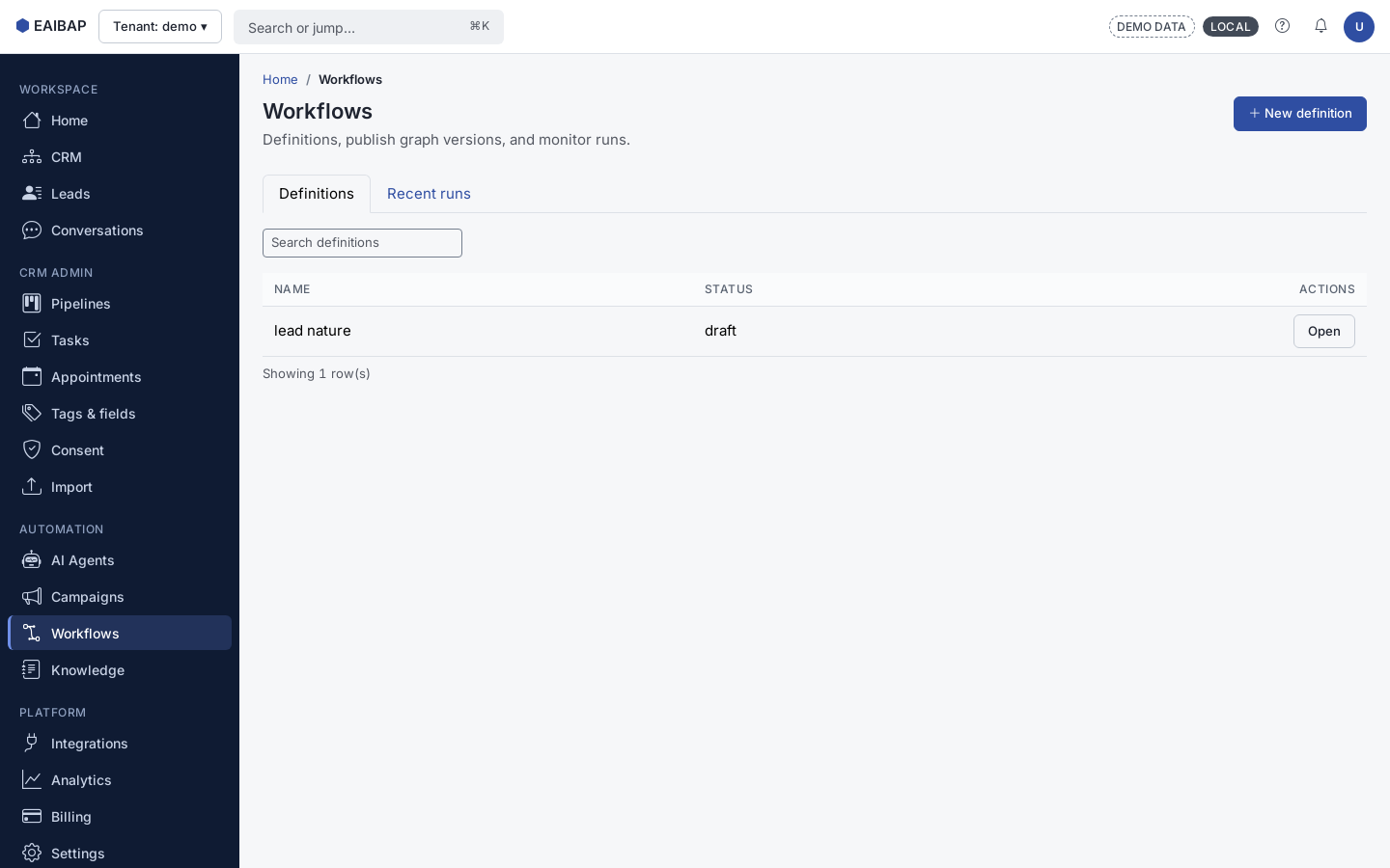 EAIBAP workflow graph editor