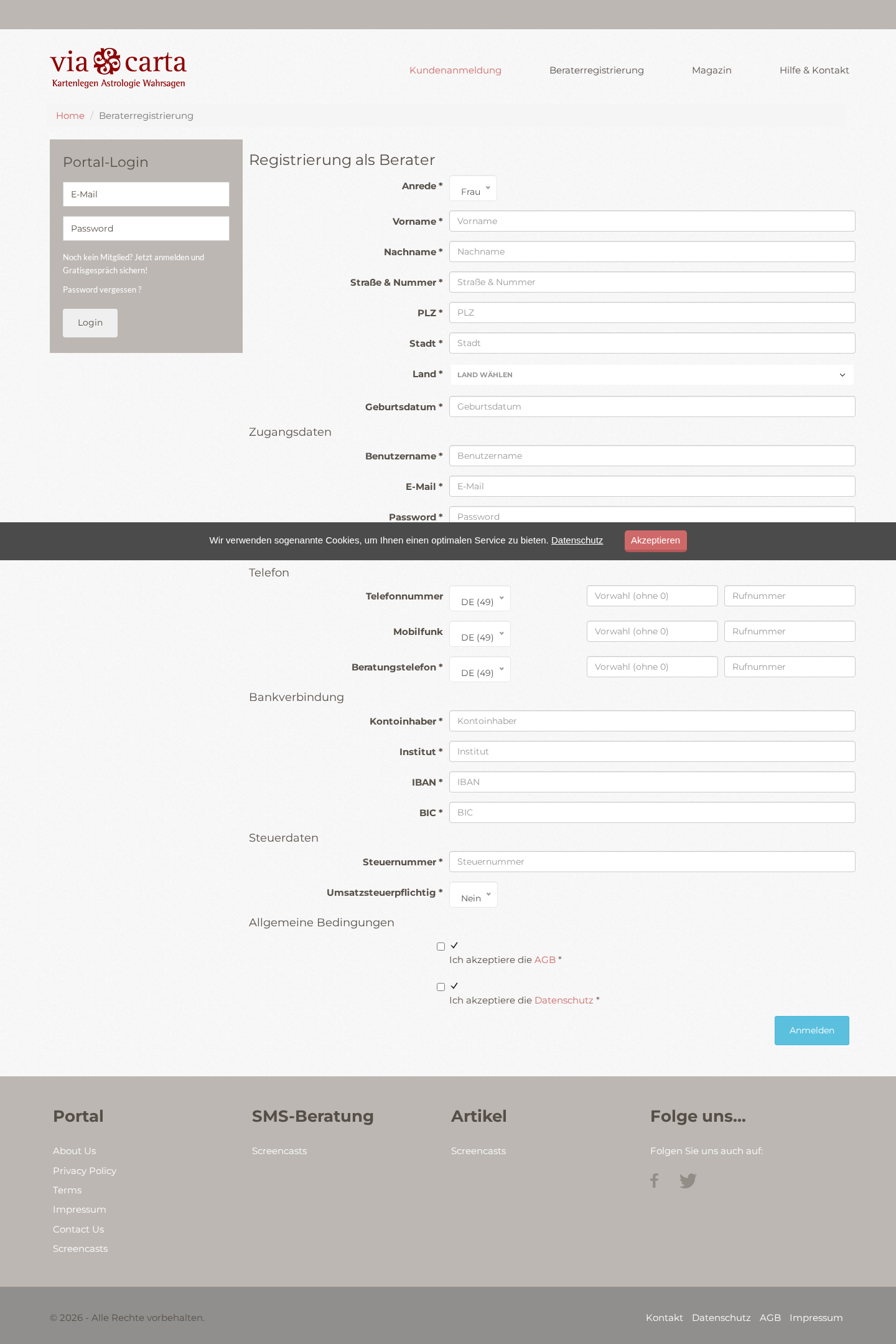 expert registration with bank details IBAN BIC and tax number