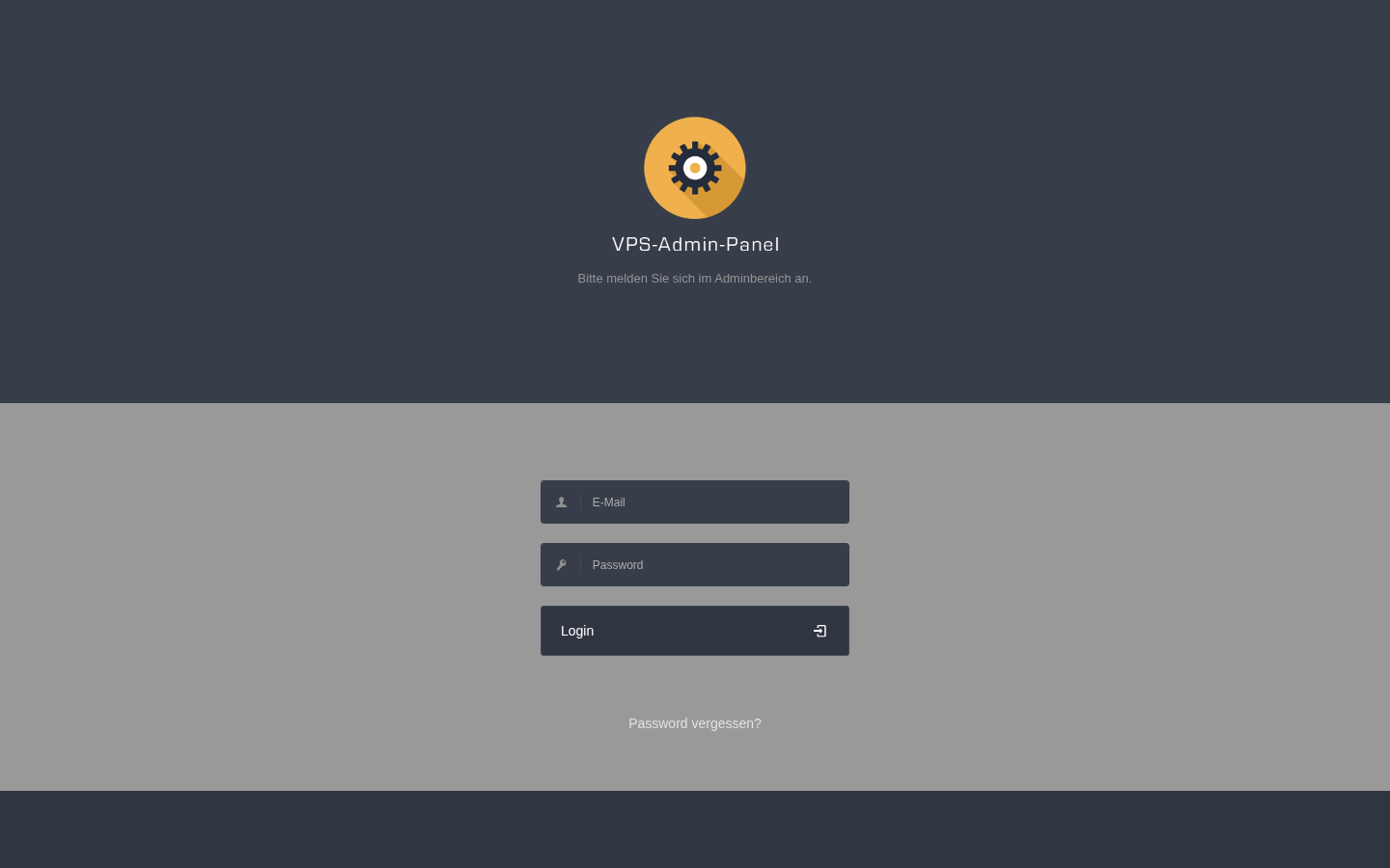VPS admin login separate from public portal