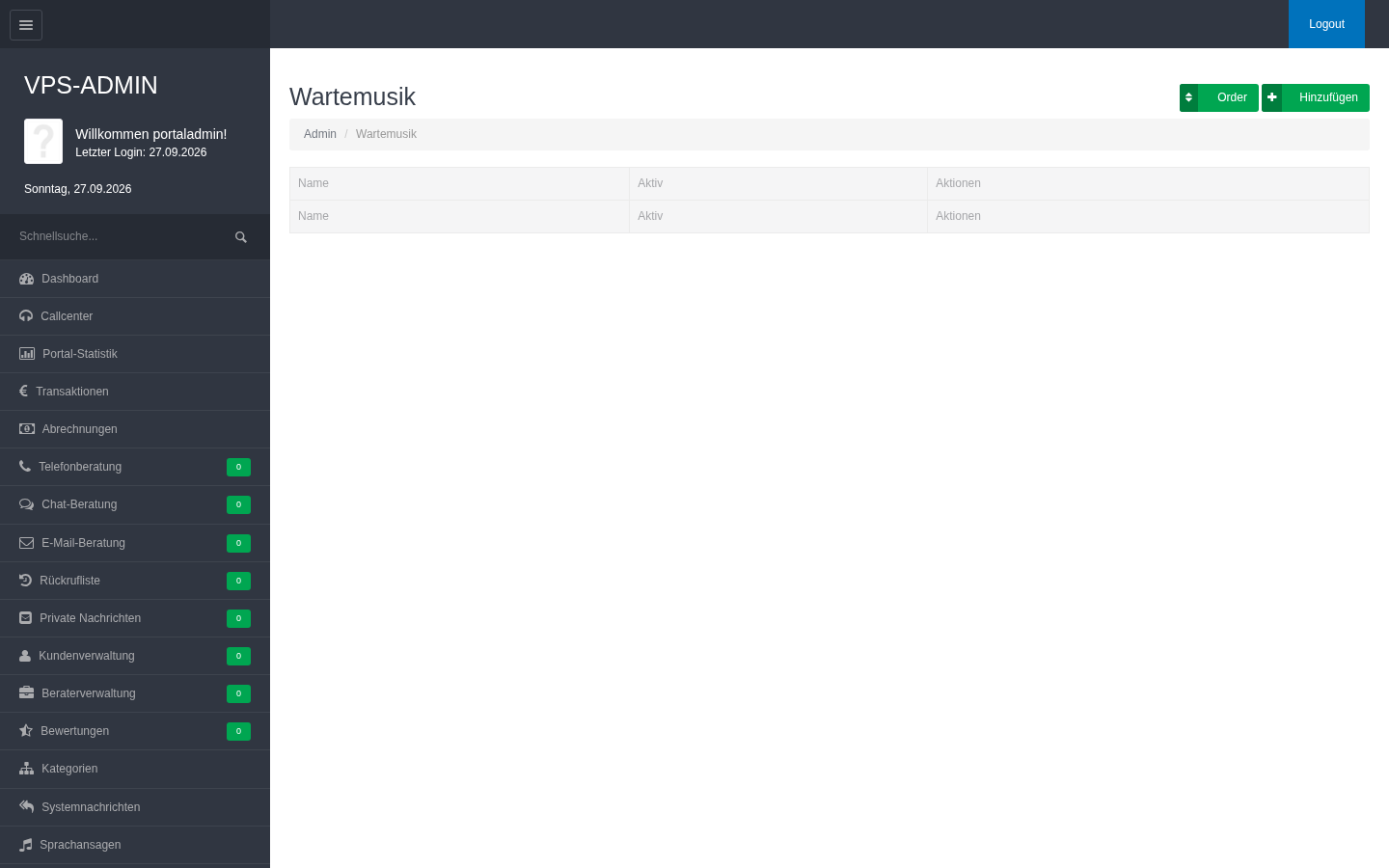 admin music on hold library for Asterisk Wartemusik