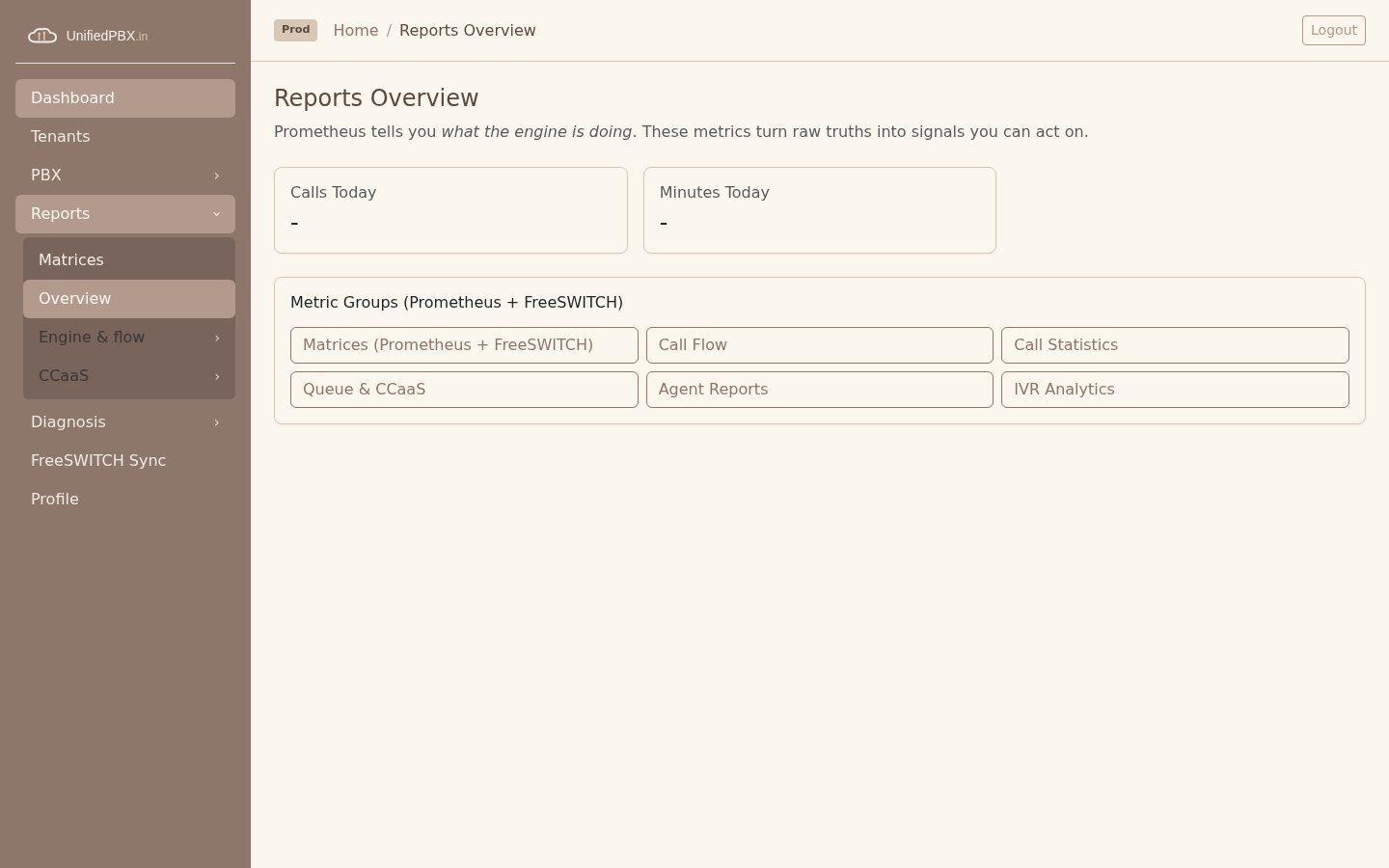 Reports overview with Matrices, Call Flow, Queue and CCaaS, Agent Reports and IVR Analytics groups