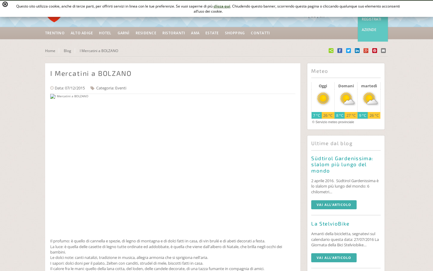 News article with related posts and weather widget