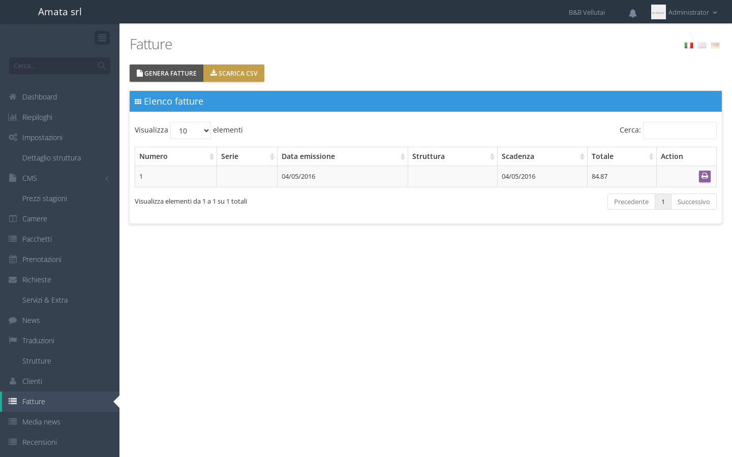 Invoice register with generate and CSV export
