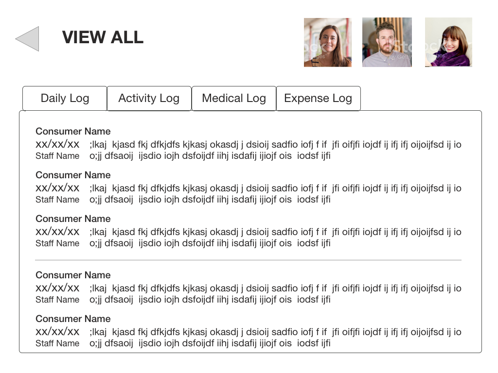Care home mobile view all consumers list