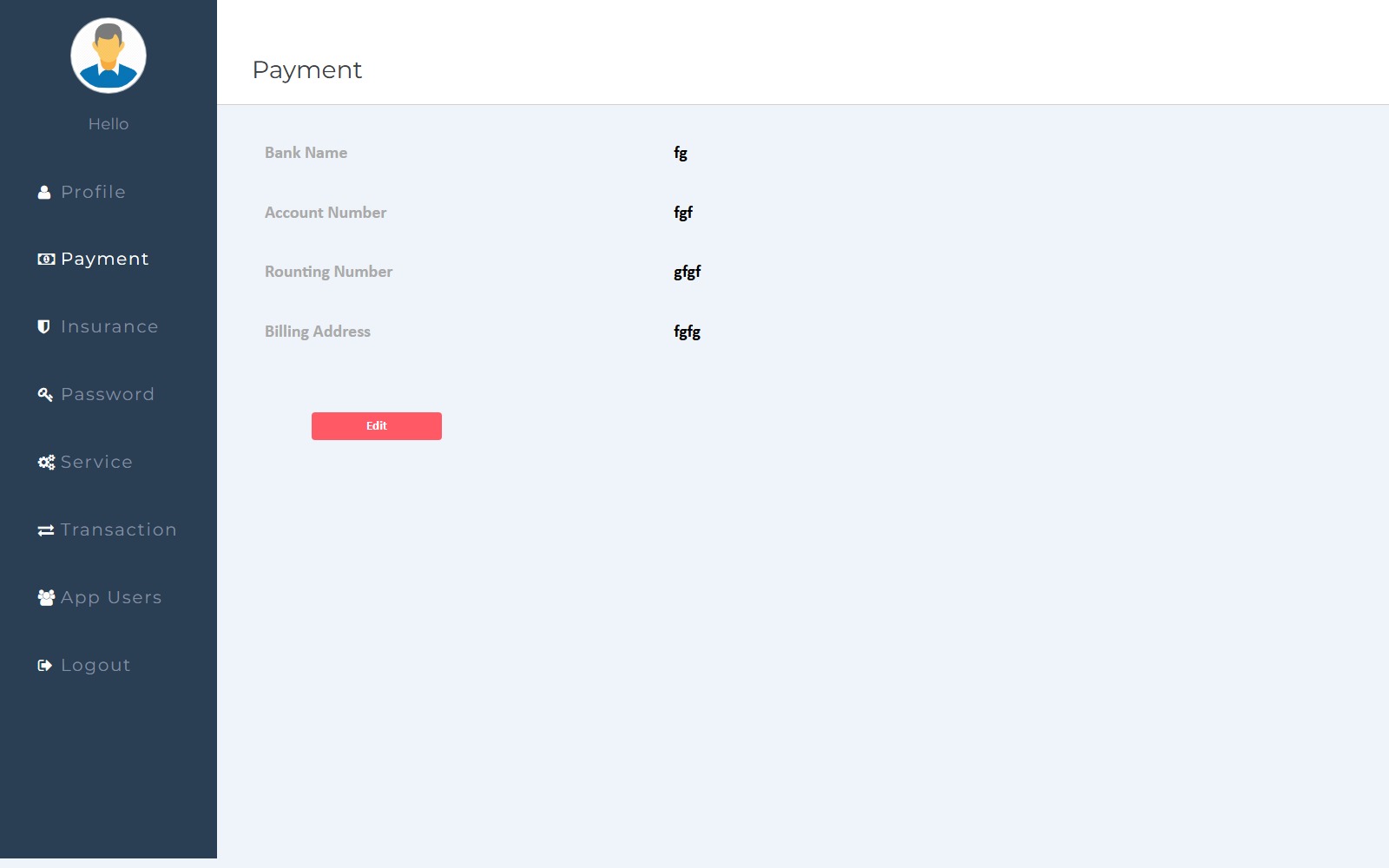 Provider ACH payment vault with bank and billing address