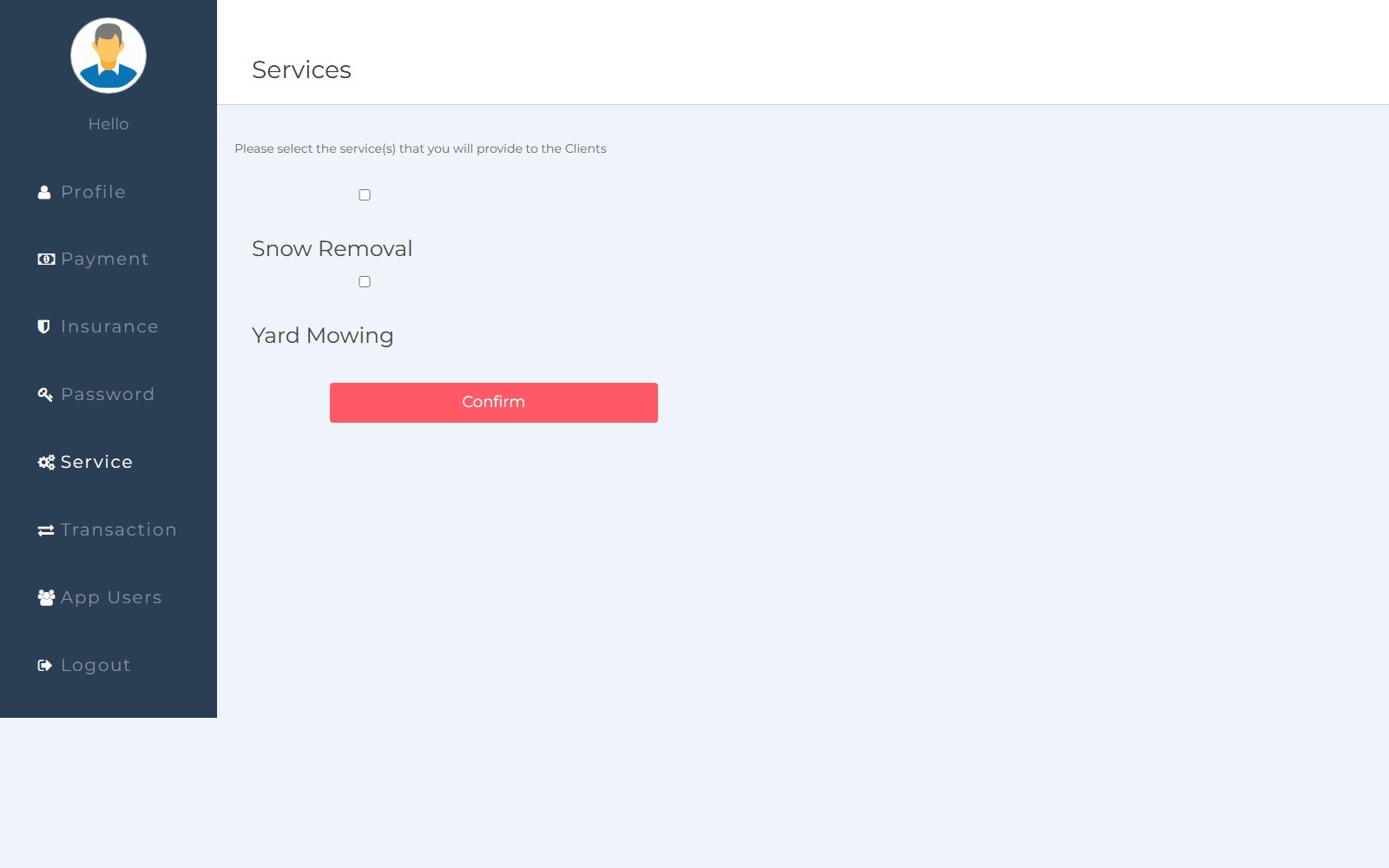 Provider service configuration for lawn and snow offerings