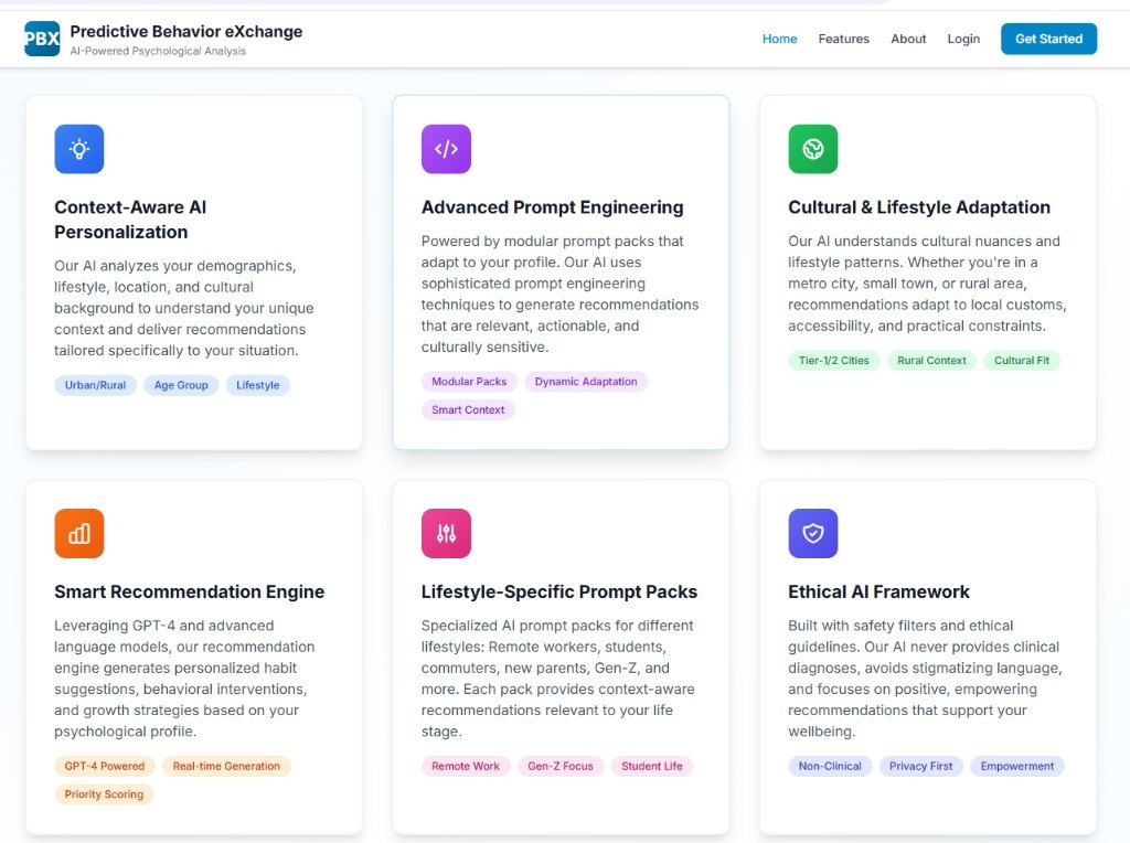 PBX personalization cards: context-aware AI, prompt engineering, cultural adaptation, recommendation engine, lifestyle packs, ethical AI