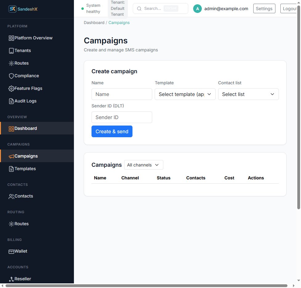 Campaigns Create and send with template list and DLT sender ID