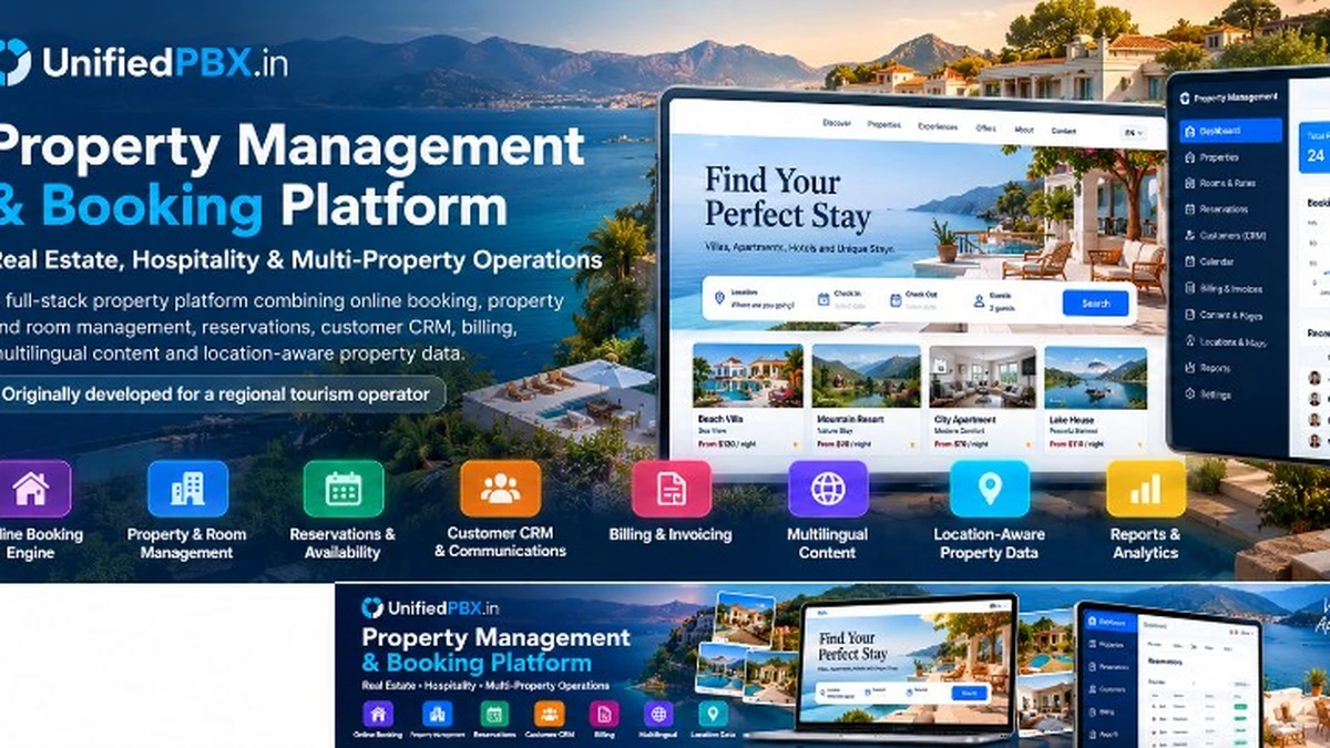 Property Management and Booking Platform, hospitality booking engine and multi-property PMS