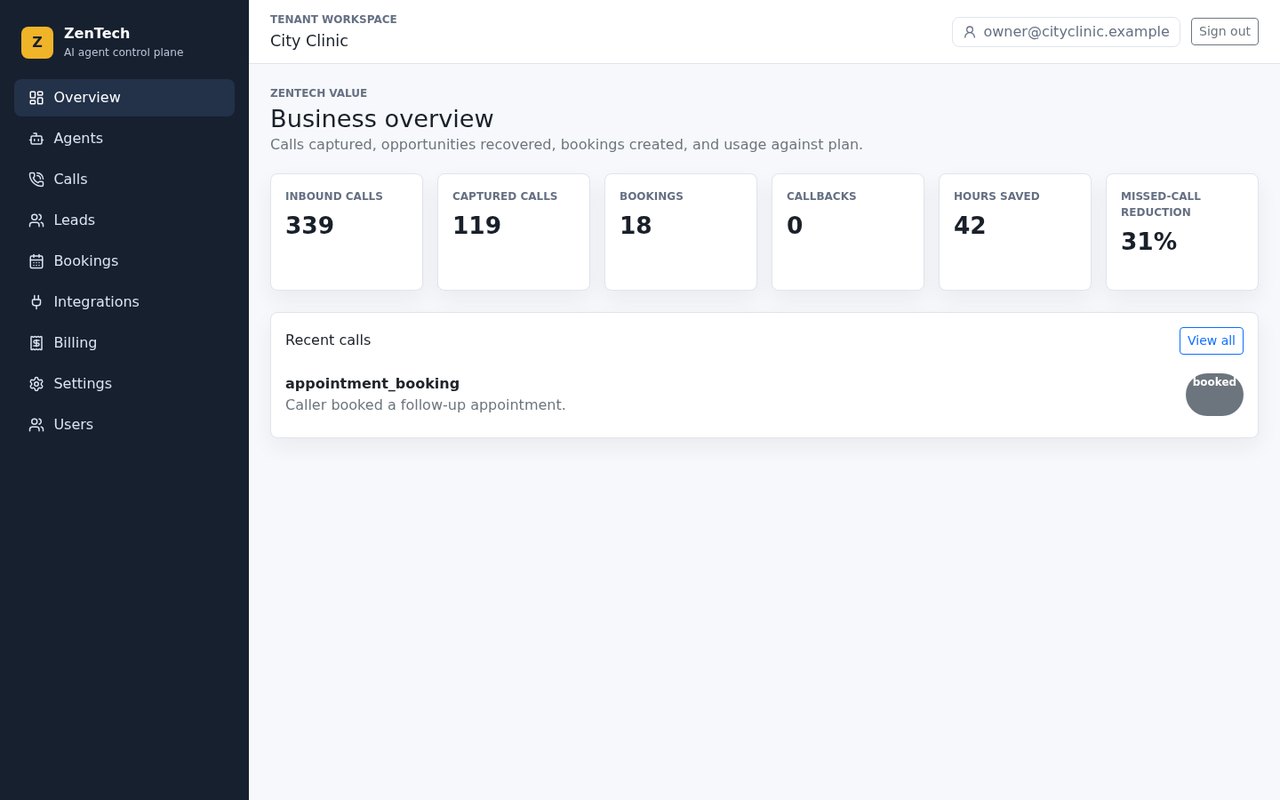 City Clinic owner dashboard with a booked follow-up appointment and no plumbing jobs