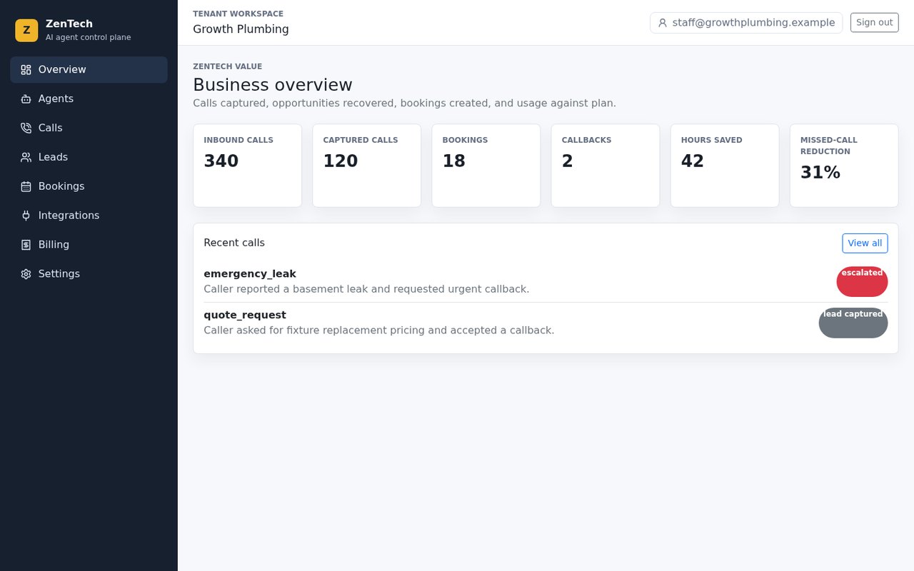 Growth Plumbing staff dashboard with the same jobs and no Users menu